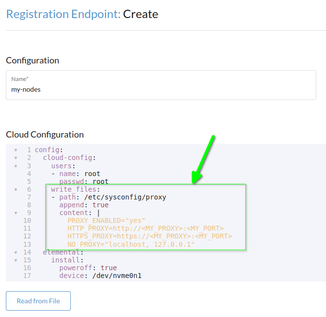 Add proxy settings in Machine Registration